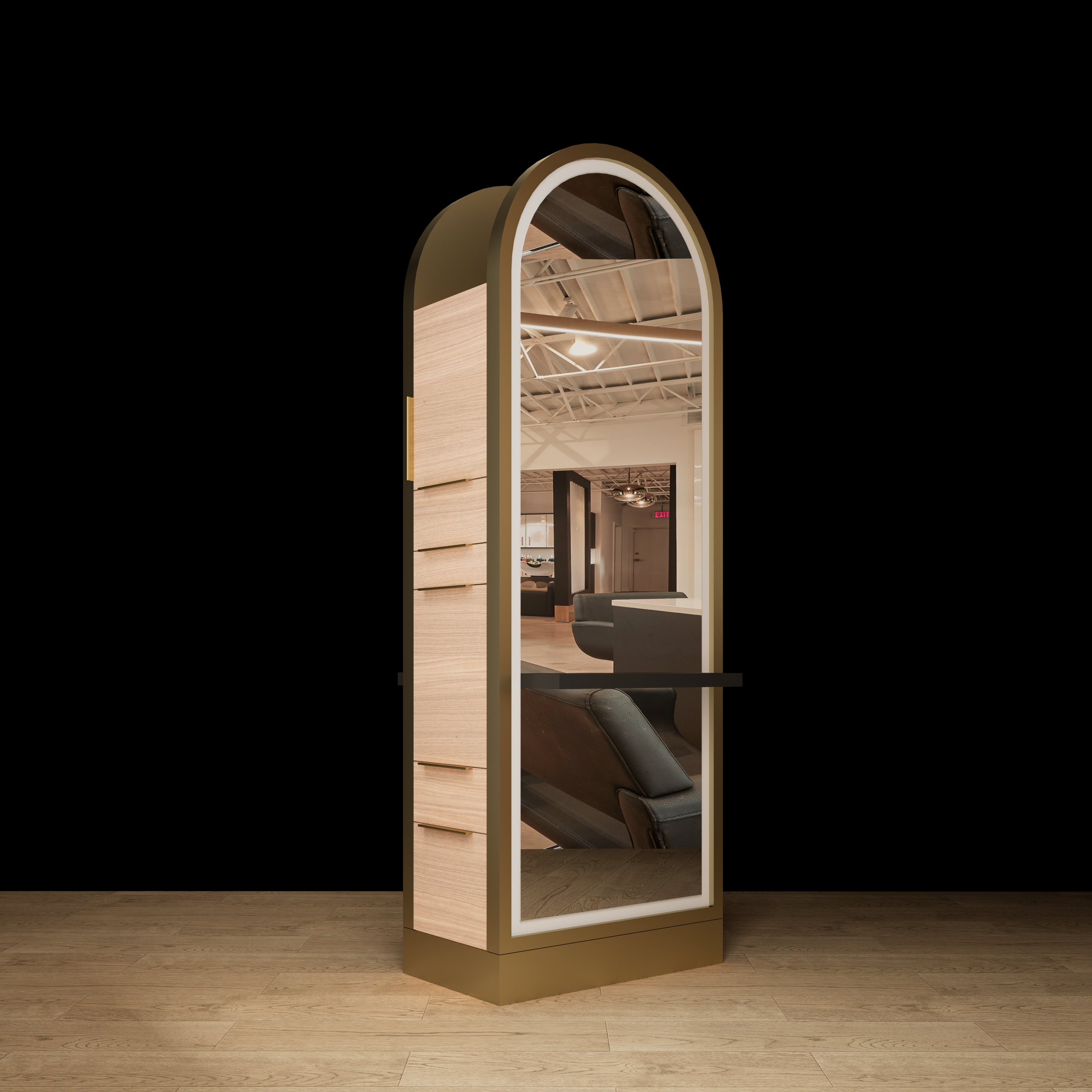 Belmont Double Sided Styling Station - Closed Concept with LED Mirror - Image 3