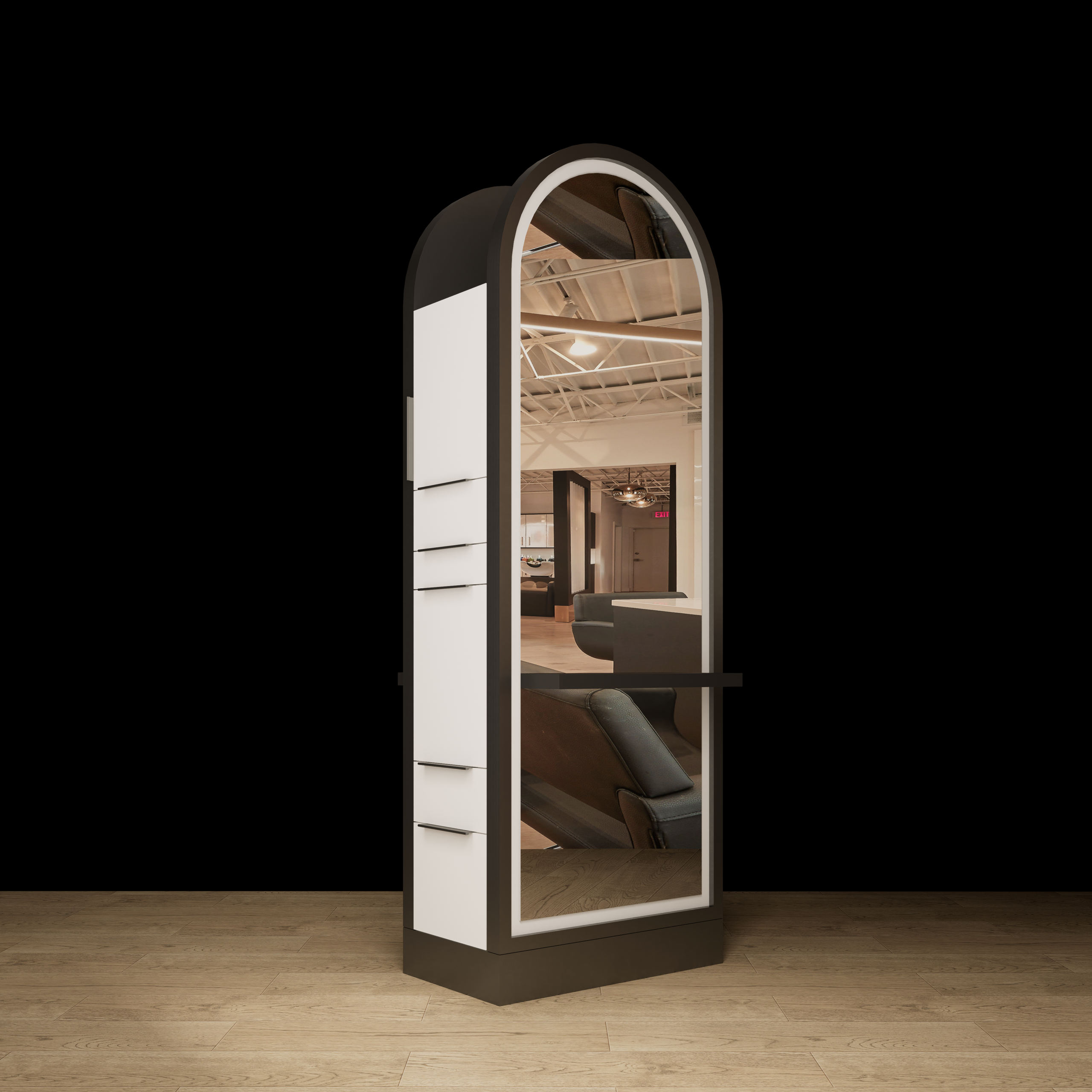 Belmont Double Sided Styling Station - Closed Concept with LED Mirror - Image 4