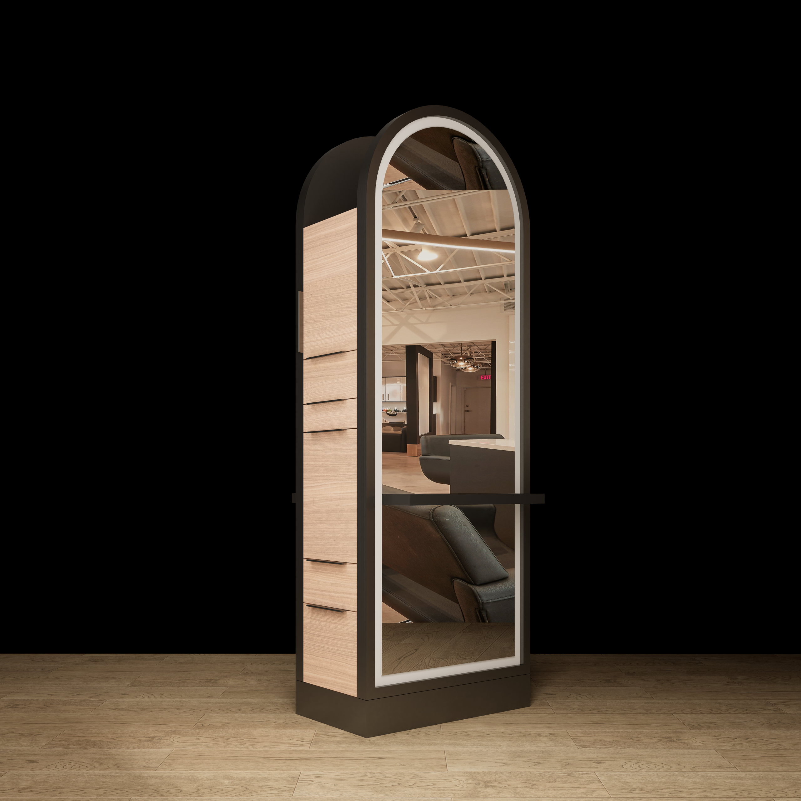 Belmont Double Sided Styling Station - Closed Concept with LED Mirror - Image 5