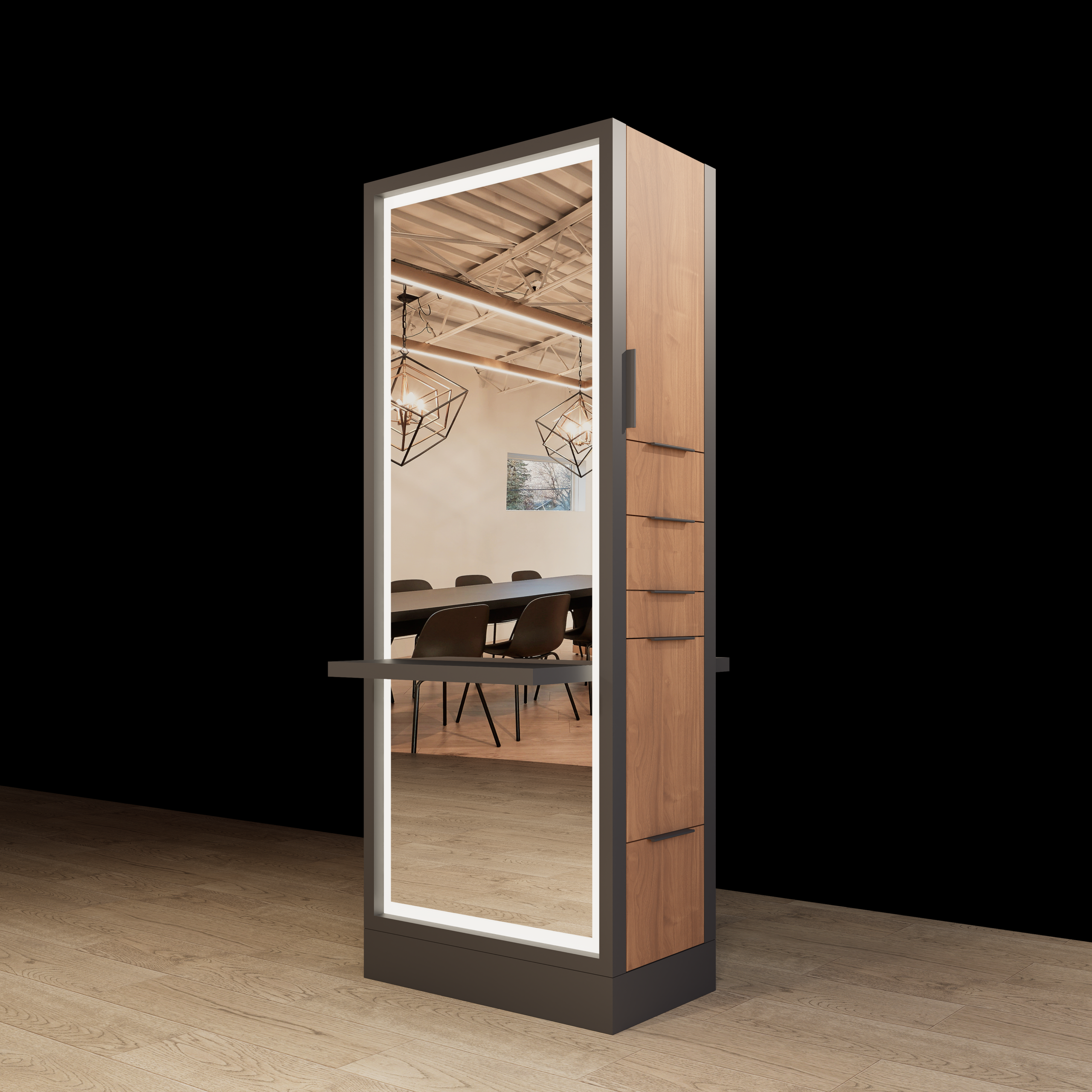 Hoxton Double Sided Styling Station - Closed Concept - with LED Mirrors - Image 3