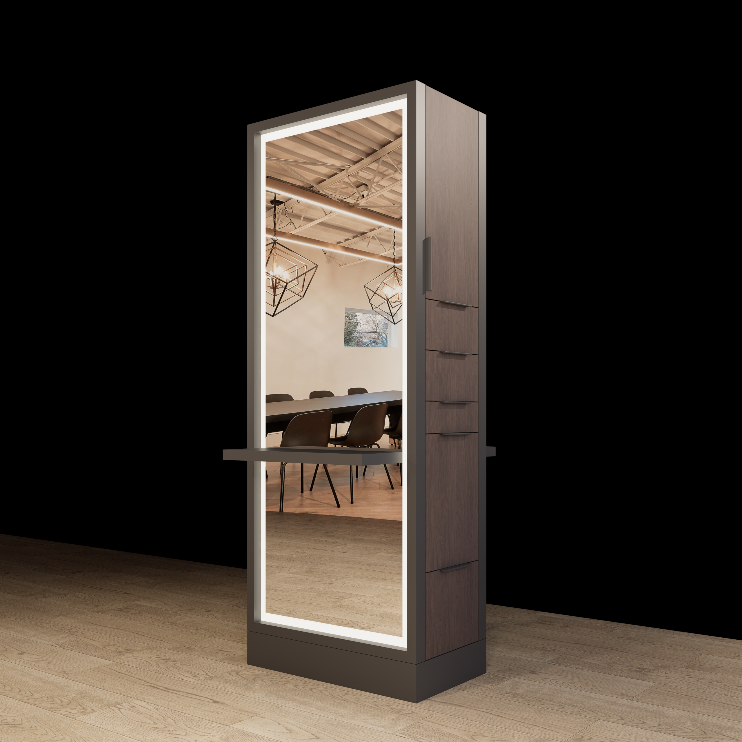 Hoxton Double Sided Styling Station - Closed Concept - with LED Mirrors - Image 6