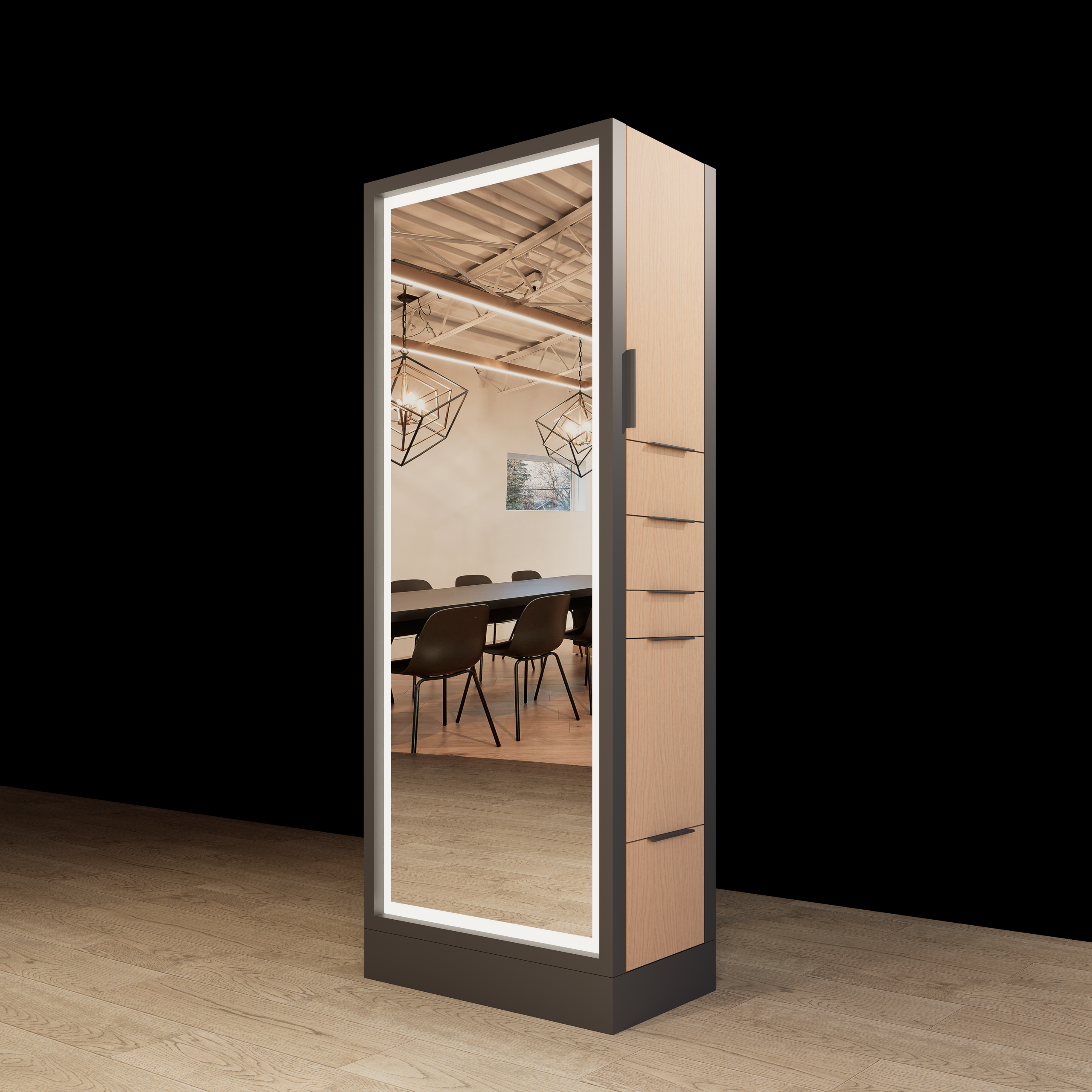 Hoxton Double Sided Styling Station - Closed Concept - with LED Mirrors - Image 24