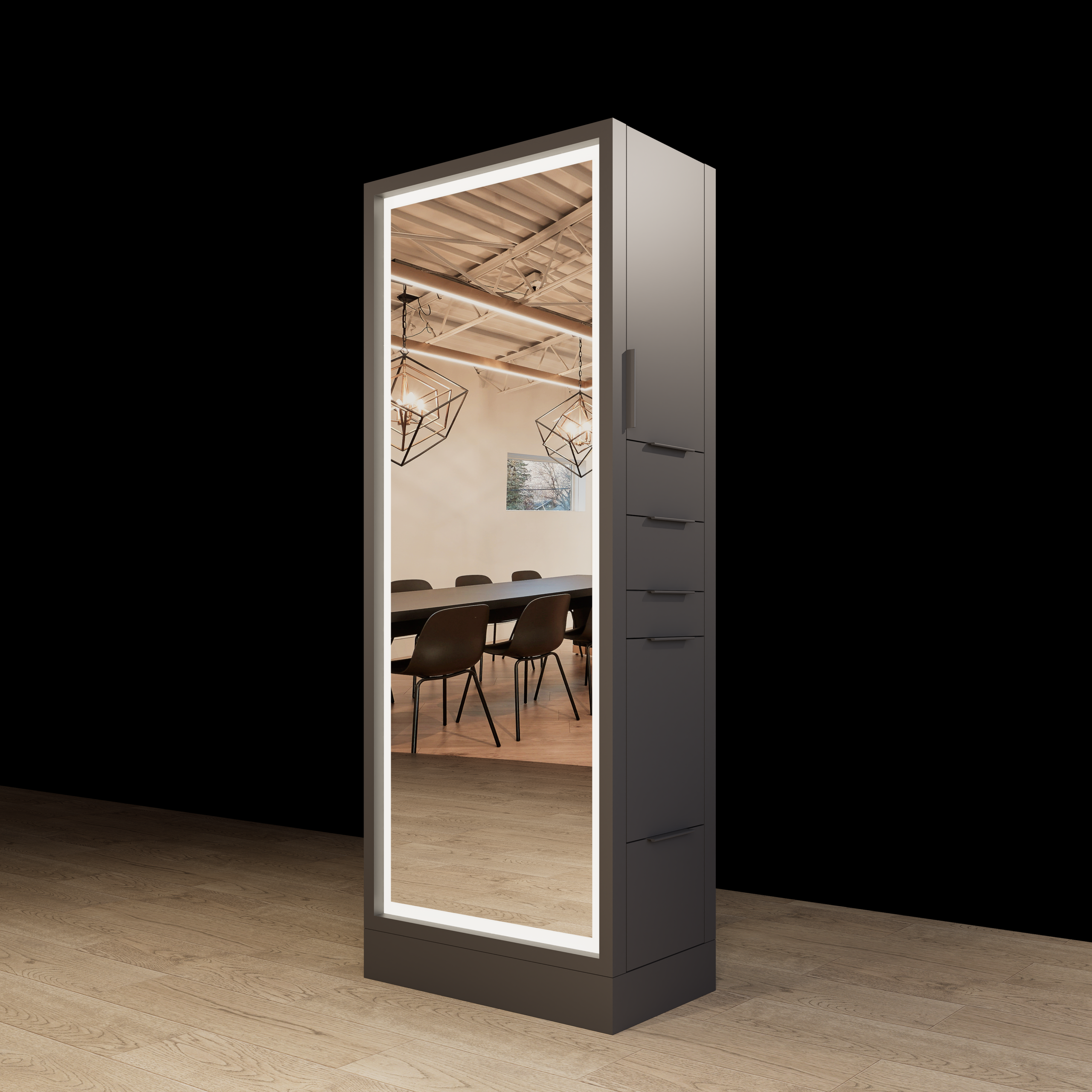 Hoxton Double Sided Styling Station - Closed Concept - with LED Mirrors - Image 26