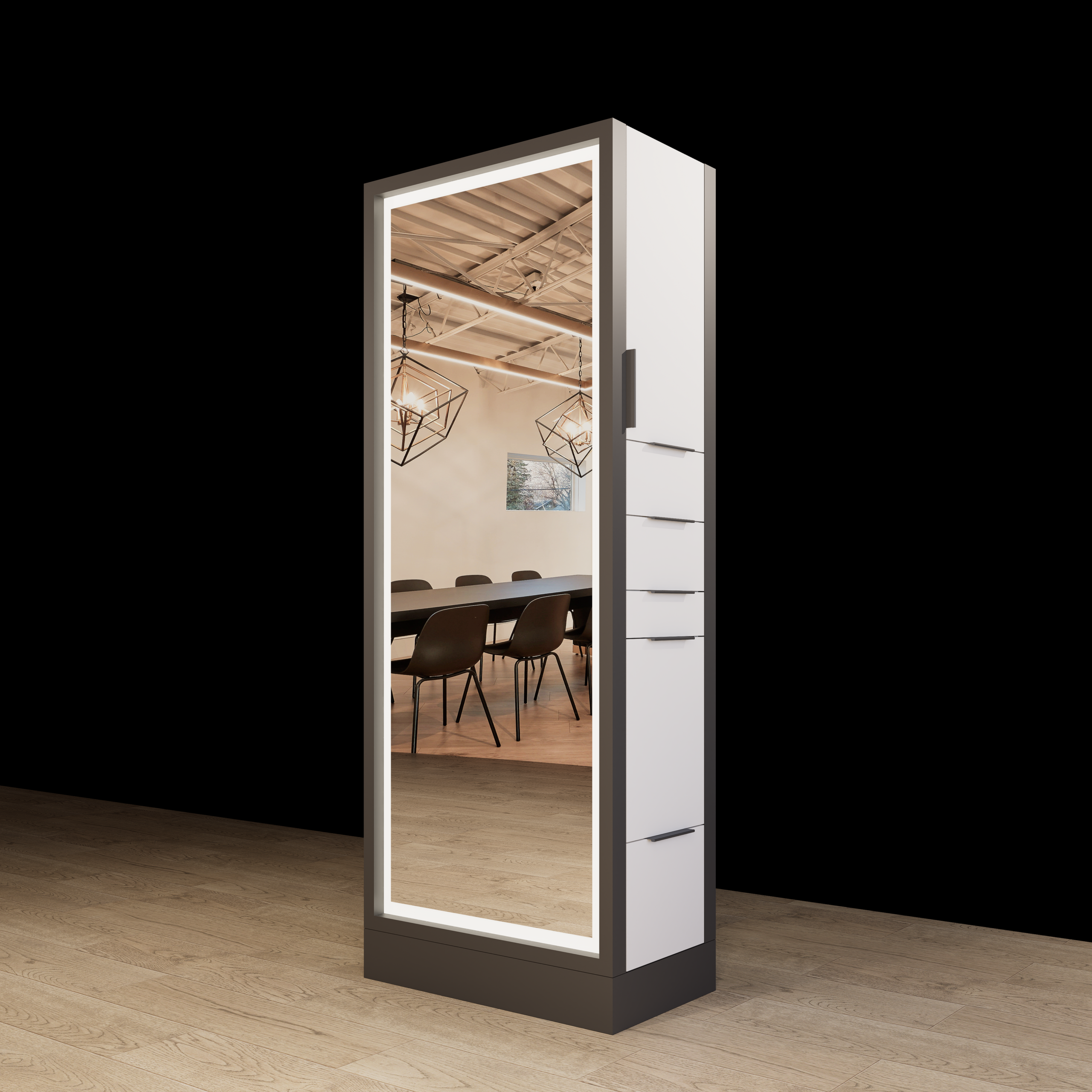 Hoxton Double Sided Styling Station - Closed Concept - with LED Mirrors - Image 28