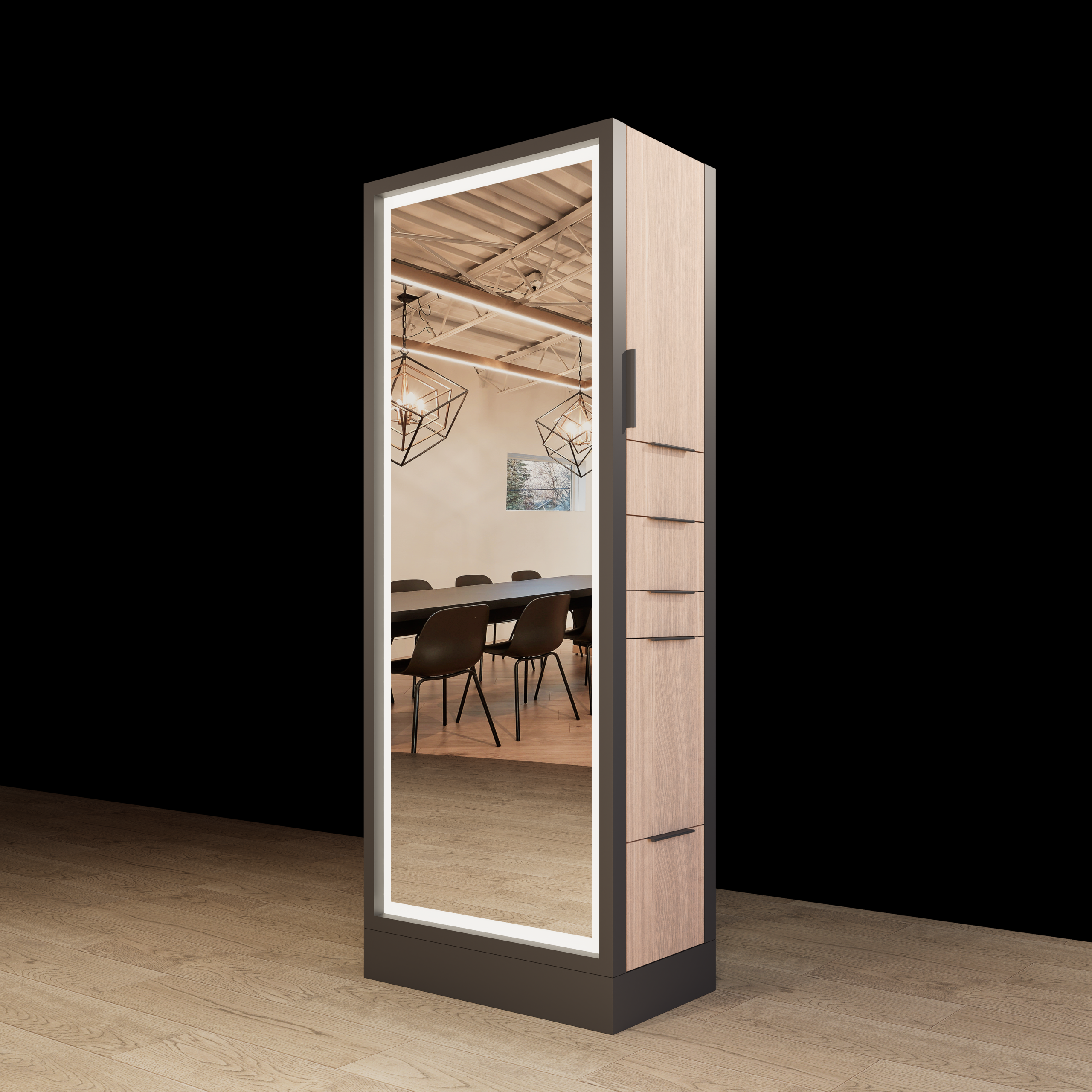 Hoxton Double Sided Styling Station - Closed Concept - with LED Mirrors - Image 30